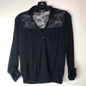 𝅺BLACK Lace Woman's Blouse L